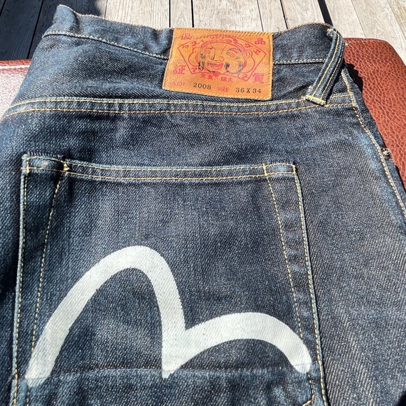 Evisu Mens Jeans with Gull Details on Pockets - Size 36 x 34 - Picture 3 of 7